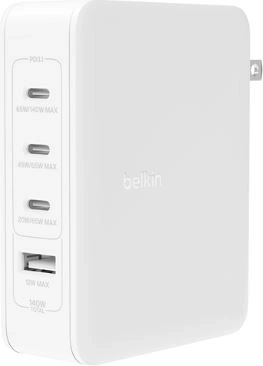 Beli polnilec s 4 priključki 140 W za UK, EU, US