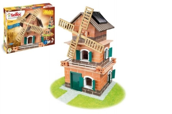 Gradbeni komplet Teifoc Mlin - sončni pogon 380 kosov v škatli 44x33x11cm