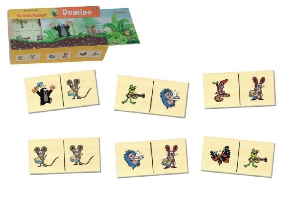 Domino Krtek lesena družabna igra 28 delov v leseni škatli 18x11x5cm