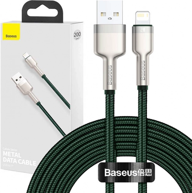 USB kabel za Lightning Baseus Cafule 2,4 A 2 m zelen