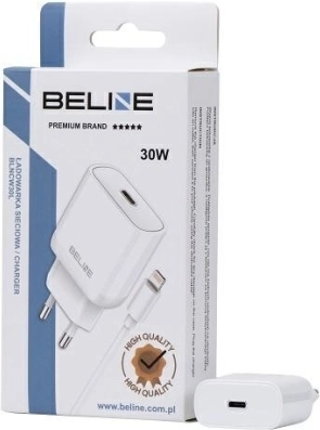 Omrežni polnilec 30 W GaN USB‑C s kablom Lightning – Bela