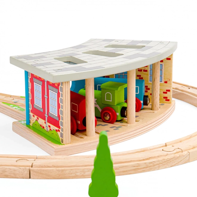 Bigjigs Rail Trojno depo z vrati