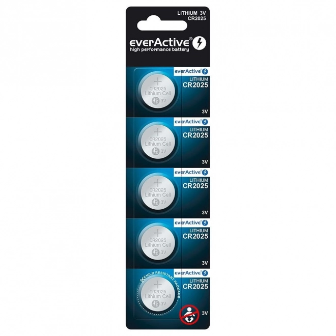 Gumbaste baterije EverActive CR2025 3V, 5 kosov