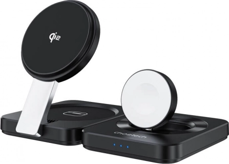 Zložljivi magnetni brezžični polnilnik 3 v 1 CHOETECH Qi2 za iPhone, Apple Watch in AirPods