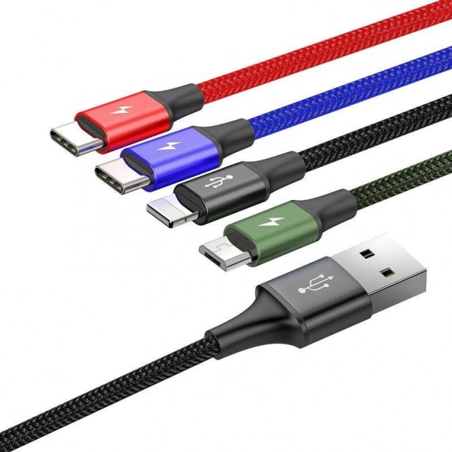 Baseus hiter USB kabel 4v1 2xUSB-C / Lightning / Micro 3,5A 1,2m - črna