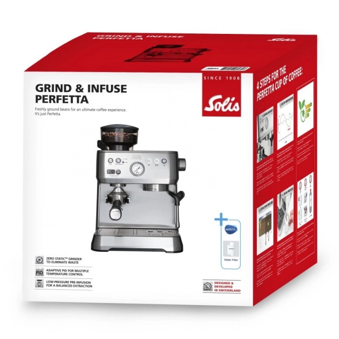 Espresso kavni aparat Solis Grind & Infuse Perfetta srebrn