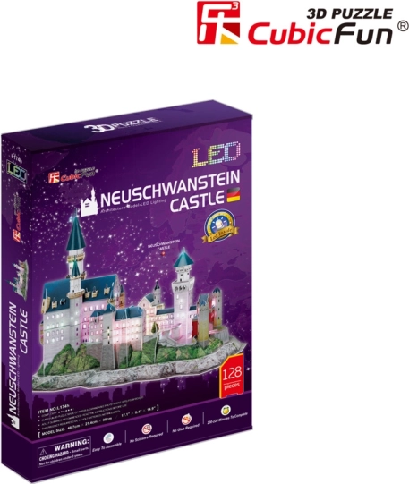 Svetleče 3D sestavljanke grad Neuschwanstein, 128 kosov