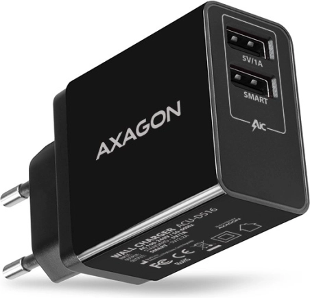 omrežni polnilec axagon smart 16 W, 2× USB-A