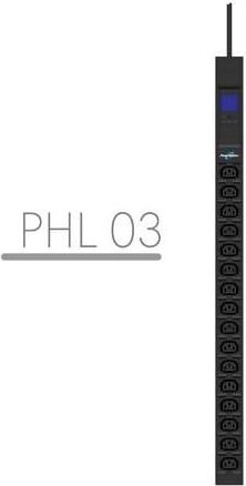 Rack napajalni modul PDU 19" 10A, 16× IEC C13, 3 m IEC C14, z merilnikom, vertikalni, črna