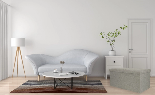Siva zložljiva kocka s prostorom za shranjevanje 76x38x38 cm