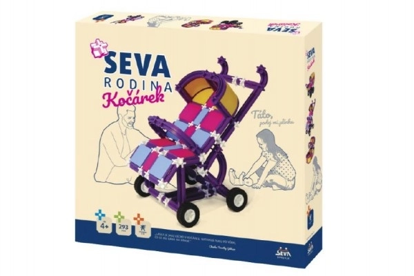 Gradbeni set SEVA DRUŽINA Voziček plast 293 delov v škatli 35x33x5cm 4+