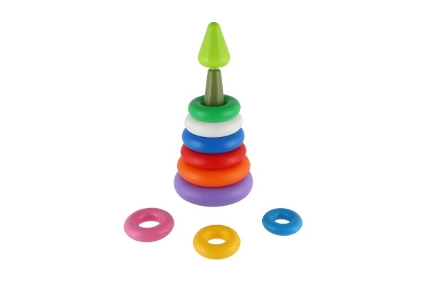 Piramida z obročki plast 2 barvi v mrežici 15x31cm 12m+