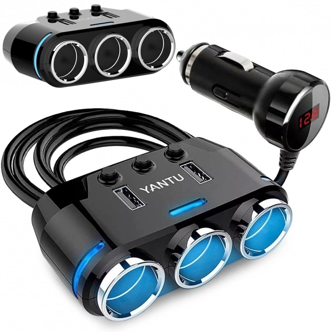 Avtomobilski USB adapter s razdelilnikom vžigalnika