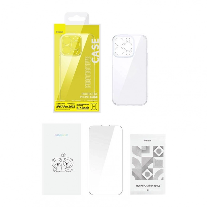 prozorna torbica in kaljeno steklo za iPhone 14 Plus Baseus SuperCeramic