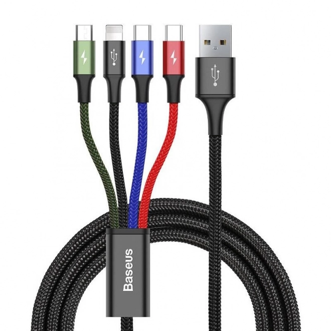Baseus hiter USB kabel 4v1 2xUSB-C / Lightning / Micro 3,5A 1,2m - črna