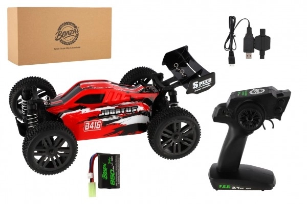RC Buggy Bonzai Jubatus terensko vozilo 30cm plast 2,4GHz na baterije + 2x dodatni paket v škatli 40x14x21 – Rdeče