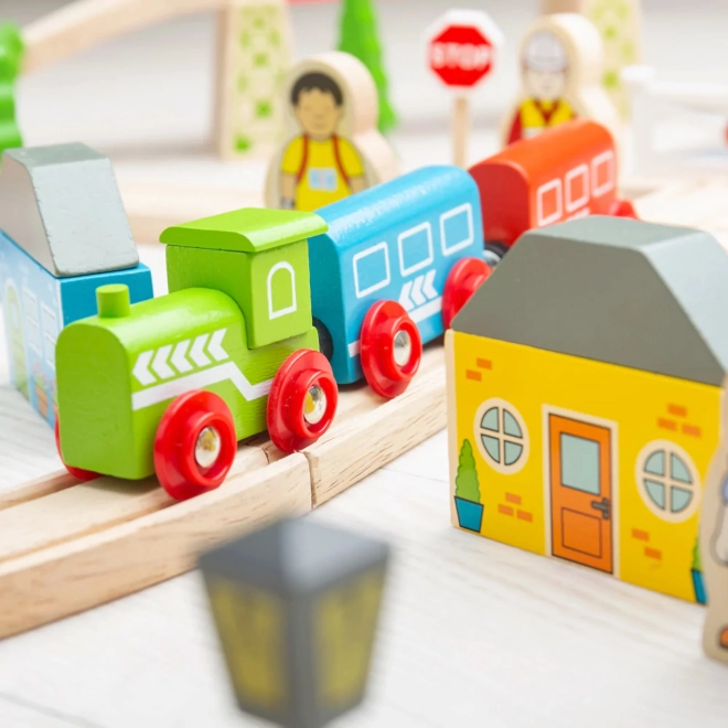 Bigjigs Rail Leseni vlak središče mesto in vas 101 delov