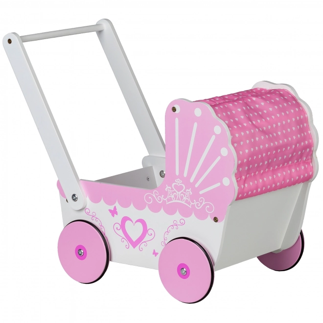 EcoToys Leseni voziček za punčke Pink Heart
