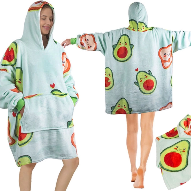 Topla avokadova oversize jopica-odeja s kapuco