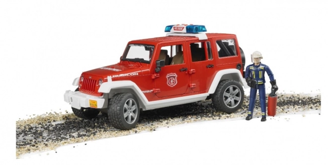Bruder Rdeči gasilski JEEP WRANGLER s figurico in dodatki