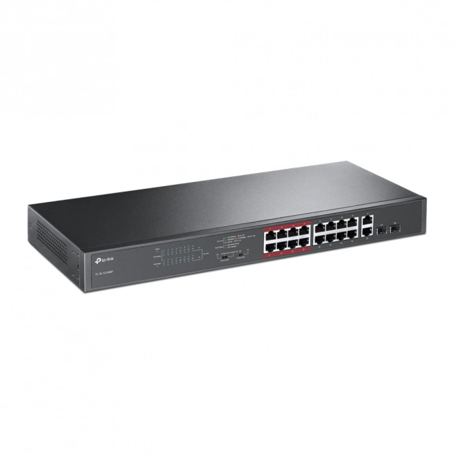 16-portno PoE+ stikalo TL-SL1218MP z gigabitnimi vrati RJ45 in režami SFP