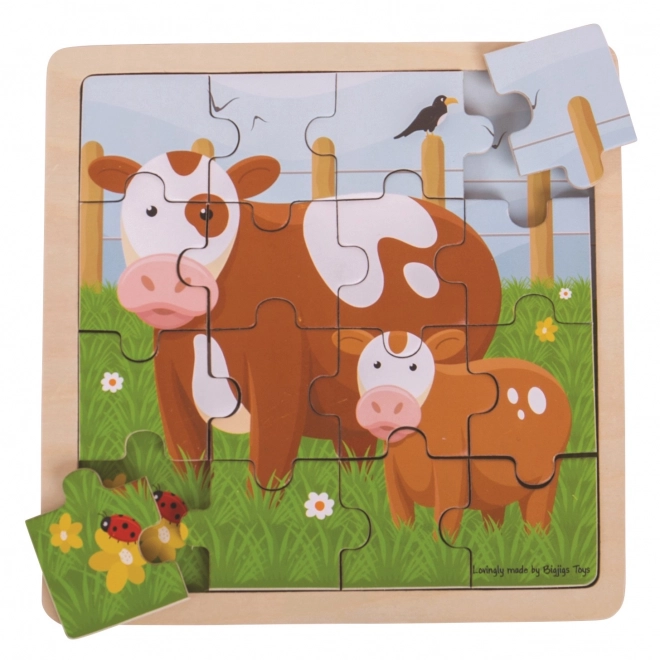 Bigjigs Toys sestavljanka - Kravica s teličkom