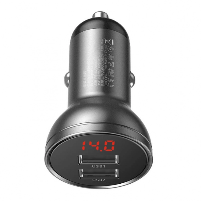Polnilec za avto Baseus z zaslonom 2x USB