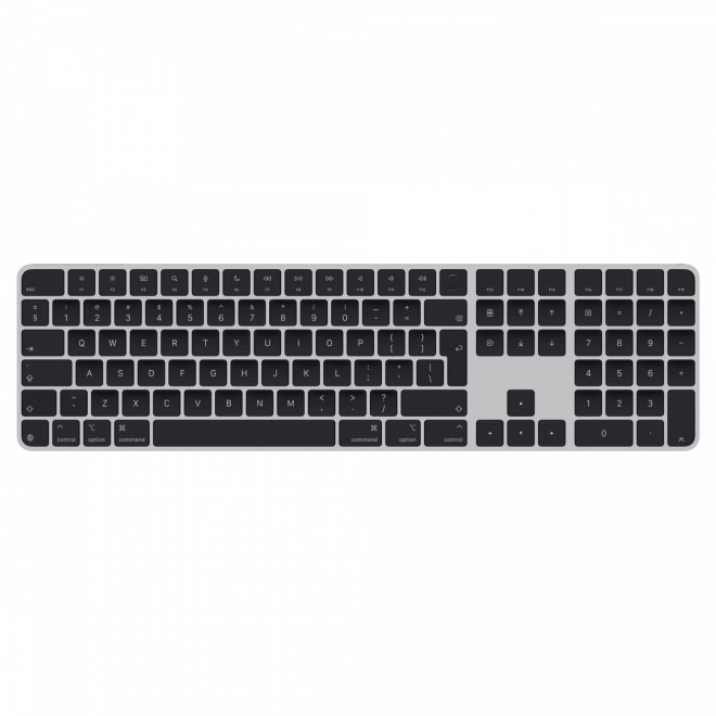 Magic Keyboard s Touch ID in s številčno tipkovnico za Mac s čipom Apple, črne tipke