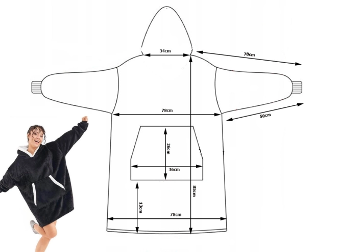 Topla oversize majica s krznom in kapuco