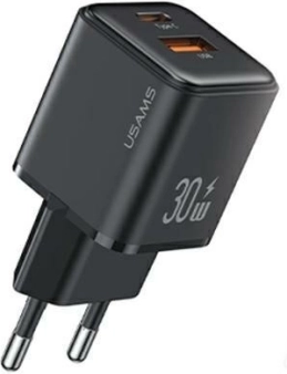 Omrežni polnilec USAMS 30W USB‑C + USB‑A s hitrim polnjenjem PD 3.0