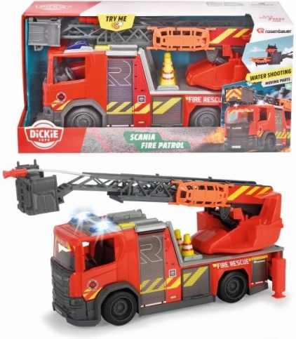 Gasilniško vozilo SCANIA Rosenbauer 35 cm z lučmi, zvoki in vodnim topom