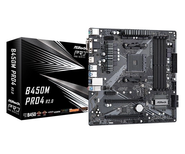 ASRock B450M Pro4 R2.0 AM4 uATX osnovna plošča