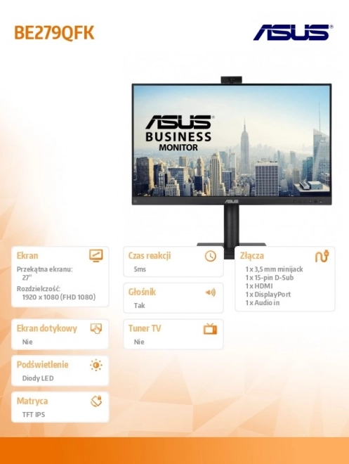 Monitor ASUS BE279QFK s kamero