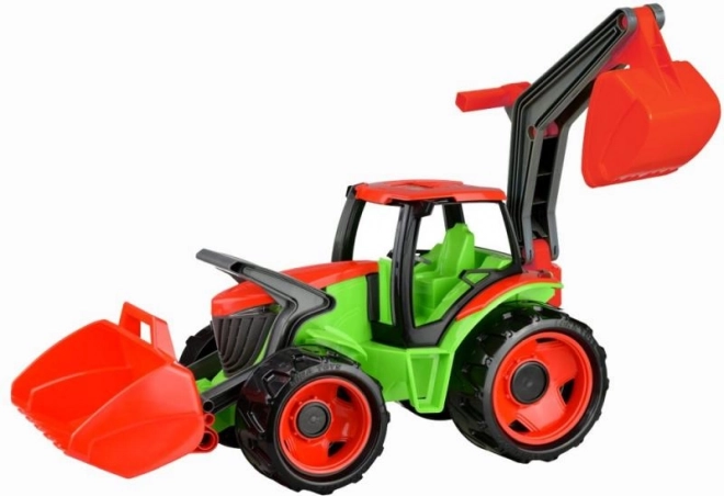 Lena traktor z žlico in bagrom – zeleno‑rdeč