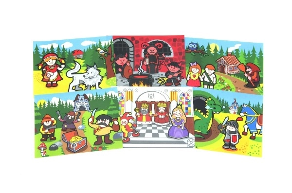 Lesene kocke kubus Moje prve pravljice 12 kos v škatlici 17x12,5x4cm
