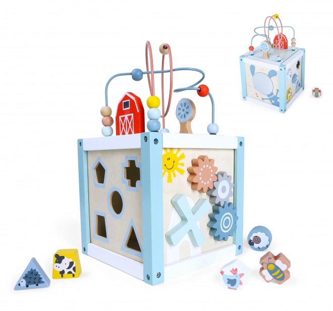 Lesena sortirna kock s kockami Ecotoys