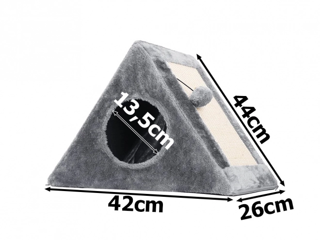 Triangularno praskalno in hiša za mačke z žogico