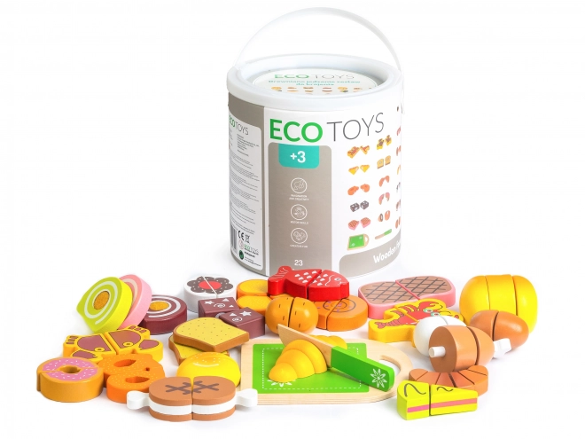 Lesena živila za rezanje 23 kosov ECOTOYS