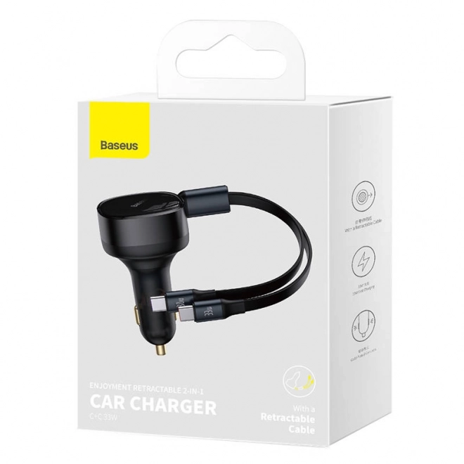 Baseus avtoadapter z USB-C kablom, 33 W