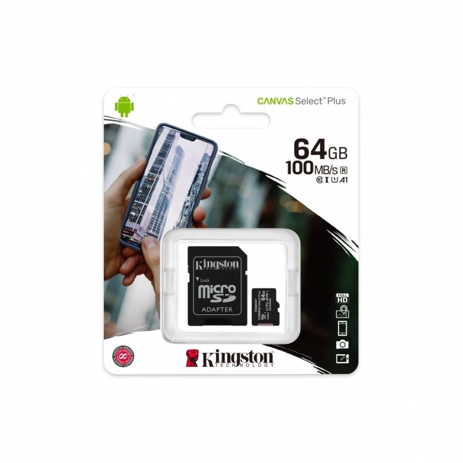 Pomnilniška kartica MicroSD 64GB Canvas Select Plus 100MB/s adapter