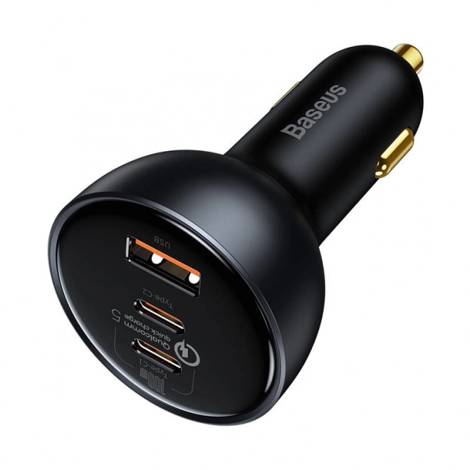 Polnilnik za avto Baseus Qualcomm, USB, 2x USB-C, 160 W (siva)
