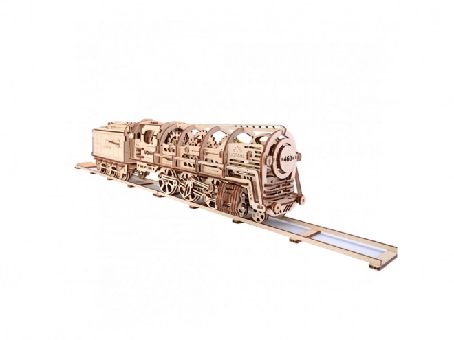 Mehanske lesene puzzle UGEARS - Parna lokomotiva s tenderjem