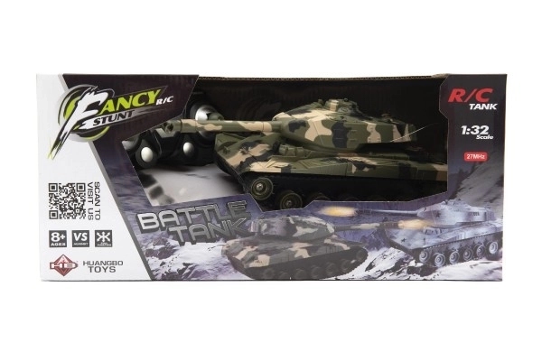 Tank RC plast 27cm 27MHz na baterije + polnilni paket z zvokom v škatli 37x17x19cm