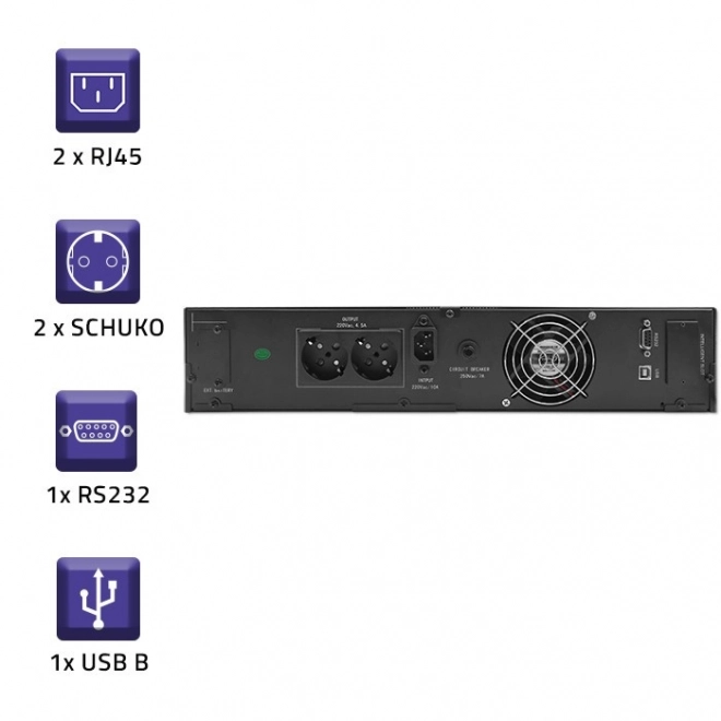 Naprava za neprekinjeno napajanje UPS RACK 1kVA 800W z LCD zaslonom