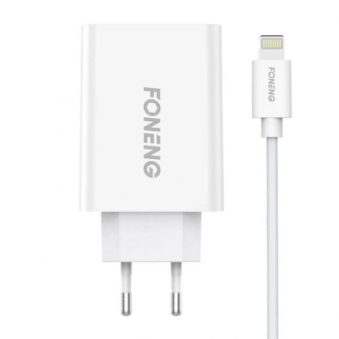 Hitri Polnilec Foneng 1x USB EU43 + kabel USB Lightning