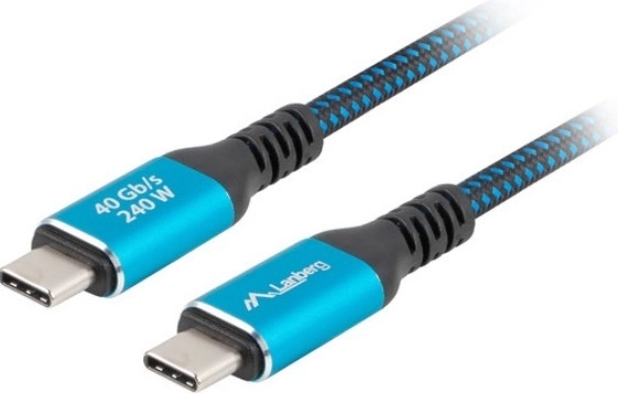 Kabel USB‑C Lanberg USB4 1,5 m 240 W črno-modra