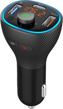 FM oddajnik za avto z Bluetooth, USB in LED zaslonom