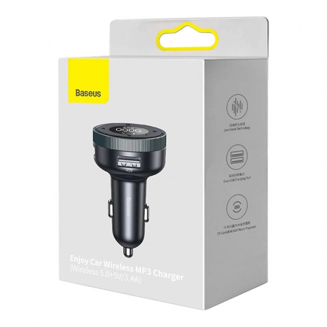 Baseus uživaj brezžični polnilec MP3 za avto, Bluetooth 5.0, microSD, AUX (črna)