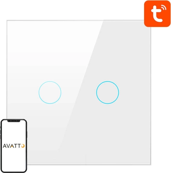 Pametno svetlobno stikalo ZigBee Avatto 2-smerno TUYA (belo)