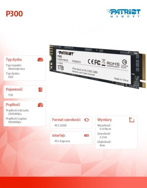 Notranji SSD disk Patriot P300 1TB